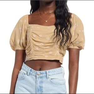 BP Tan Floral Print Crop Top (S)